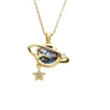 A high-end necklace with a unique 18K gold zircon, abalone, shell heart and heart-shaped planet, featuring cross-border designs from Europe and America Item Picture